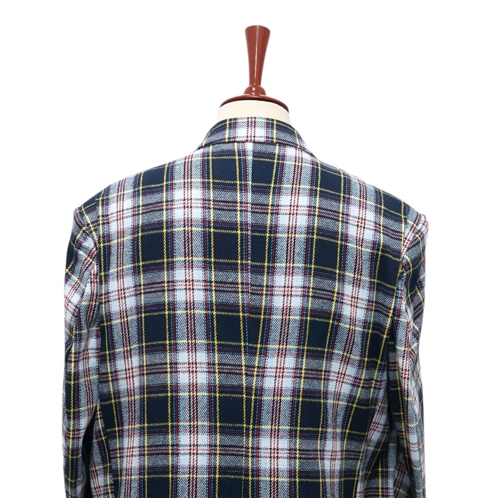 Mens 48R Tartan Plaid Blazer Sport Coat Navy White Red Cotton Formal Preppy - Picture 7 of 9